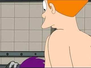 Cartoon cutie Frye gets a double blowjob in the shower