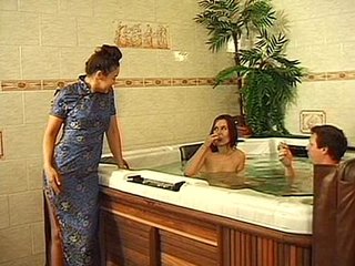 Amateur Asian woman Pootje Baden enjoys a steamy bathtub session