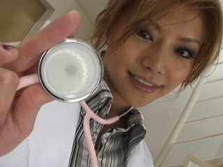 Sexy Doctor Akane Hotaru smokes while riding a cock